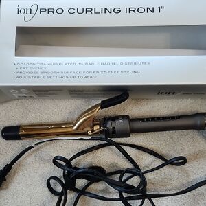 ion Golden Titanium Curling Iron, 1 Inch, Durable, All Hair Types, Dual Voltage